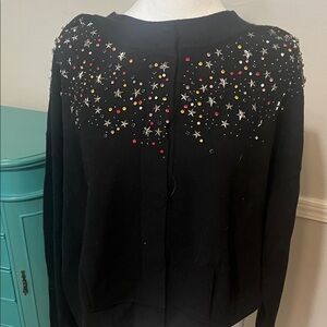 Elegant Black Embellished Blazer